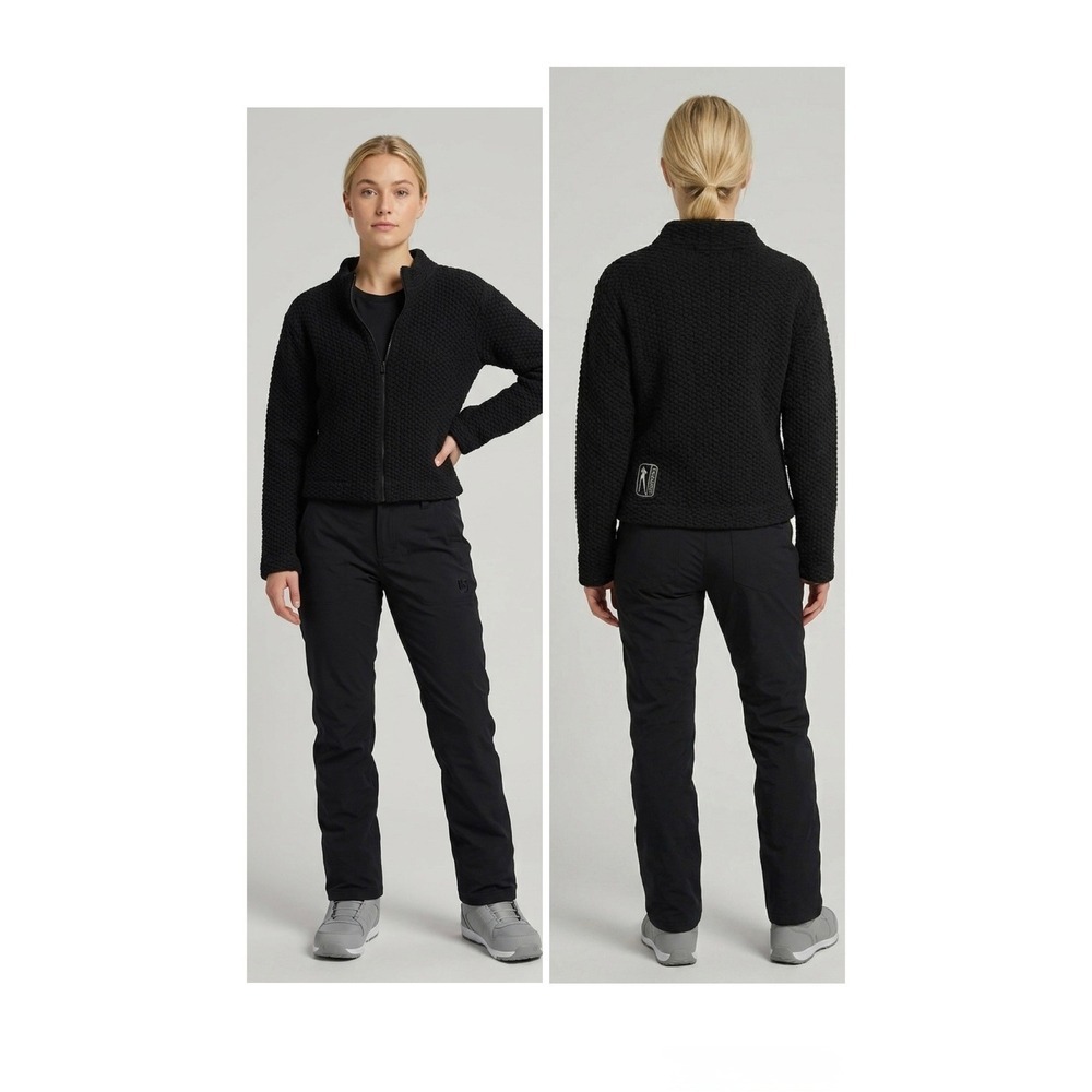 Burton Snowboards Thermalayer 100% Wool Full Zip Jacket Black Womens Medium